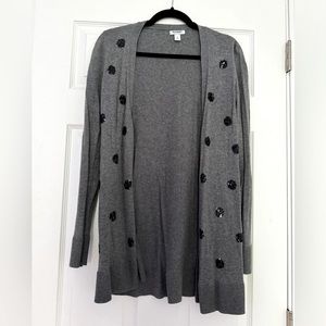 Old Navy Polka Dot Black and Grey Cardigan Sweater
